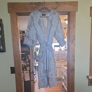 Lane Bryant Light Blue Dress with Floral Accents